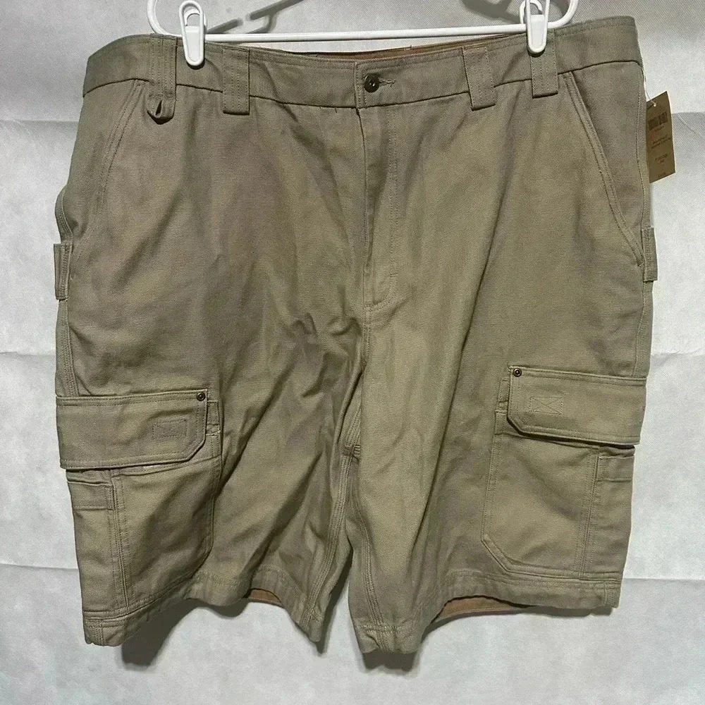 NEW Duluth Trading Fire Hose 12” Cargo Shorts Men’s Size 46 Brown Khaki Work